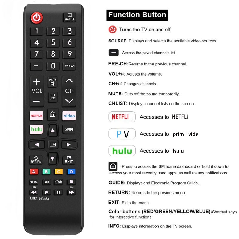EONCHARM جهاز تحكم عن بُعد عالمي لجميع أجهزة تلفاز سامسونج متوافق مع جميع طرازات LCD و LED و HDTV و 3D و Smart TVs - Image 2